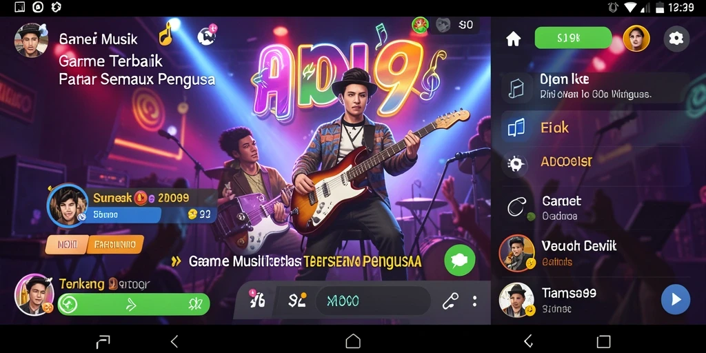 Tampilan gameplay ADI99 dengan berbagai pilihan lagu menarik.