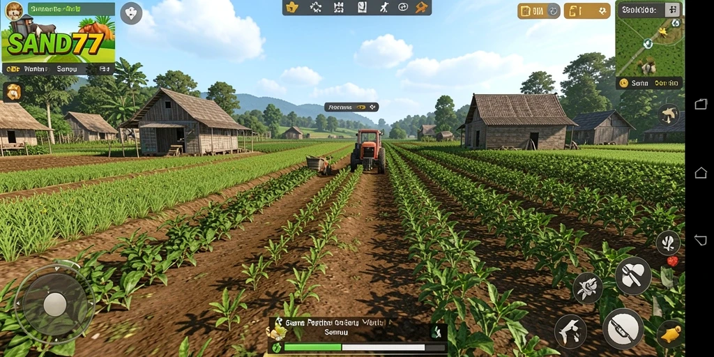 Tampilan gameplay SAND77 yang menarik dalam dunia pertanian.
