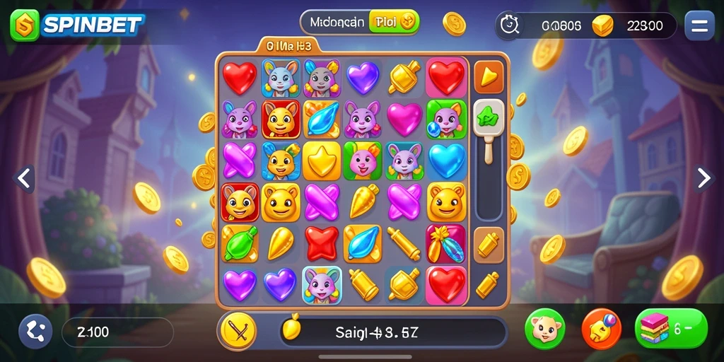 Gameplay seru SPINBET dengan kombinasi elemen warna-warni.